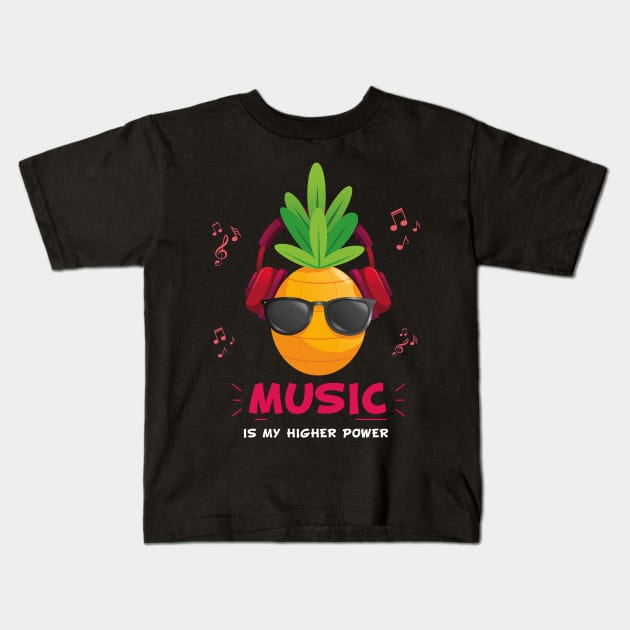 Music is My Higher Power Kids T-Shirt by BullBee